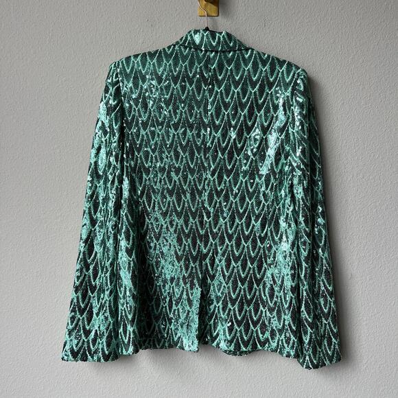 NWT NEW Susana Monaco Feather Sequin Blazer in Mint Chip Size S - Picture 4 of 6